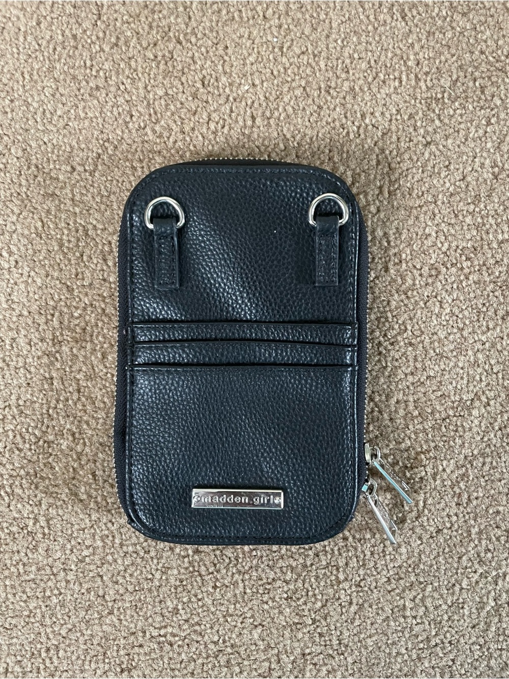 Madden Girl Black Studded Cell Phone Crossbody Wallet Phone Purse (NO STRAP)